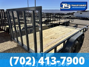 7'x16' Lamar UC Tandem Axle Utility Trailer - 7K GVWR - Ramp Gate, Tube Top Rail