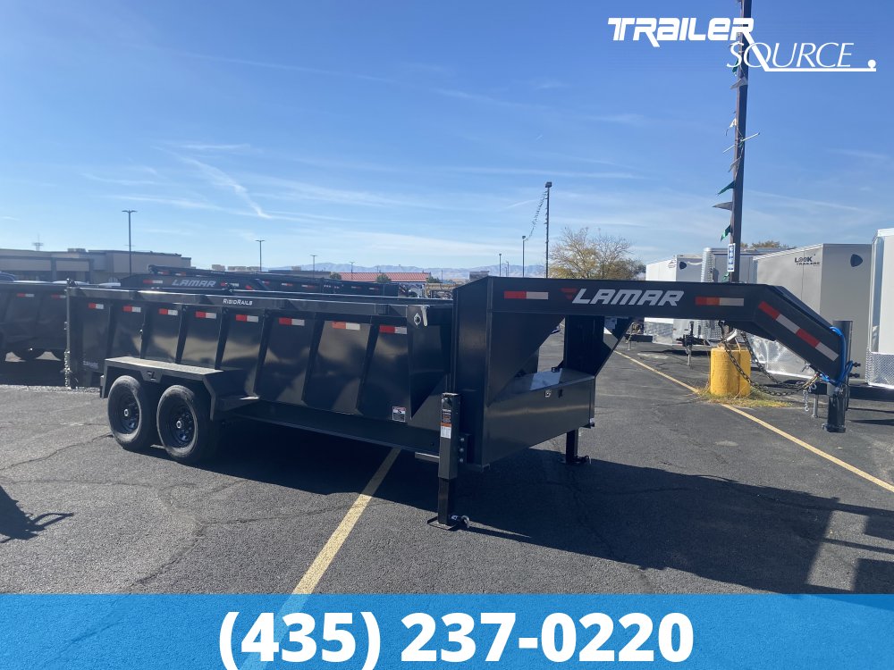 7x16 Lamar DT Telescopic 36" Sides 14K Dump Trailer