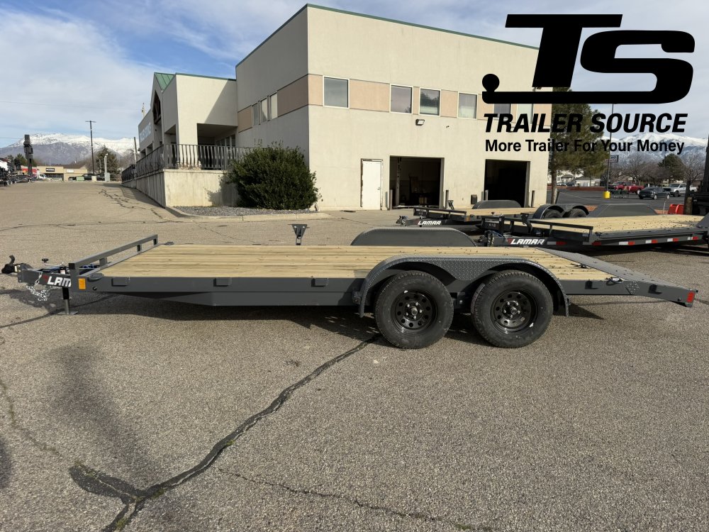7x18 Lamar CE Flatbed Car Hauler Trailer - 7K GVWR D-Rings