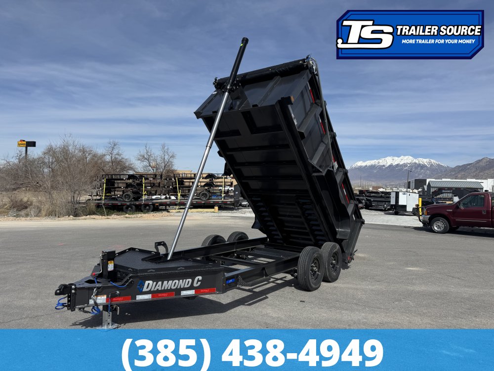 7x14 Diamond C LPT 207 Dump Trailer - 44" Sides - 15.5K GVWR - 14 Ply Tires, Long Arm Tarp