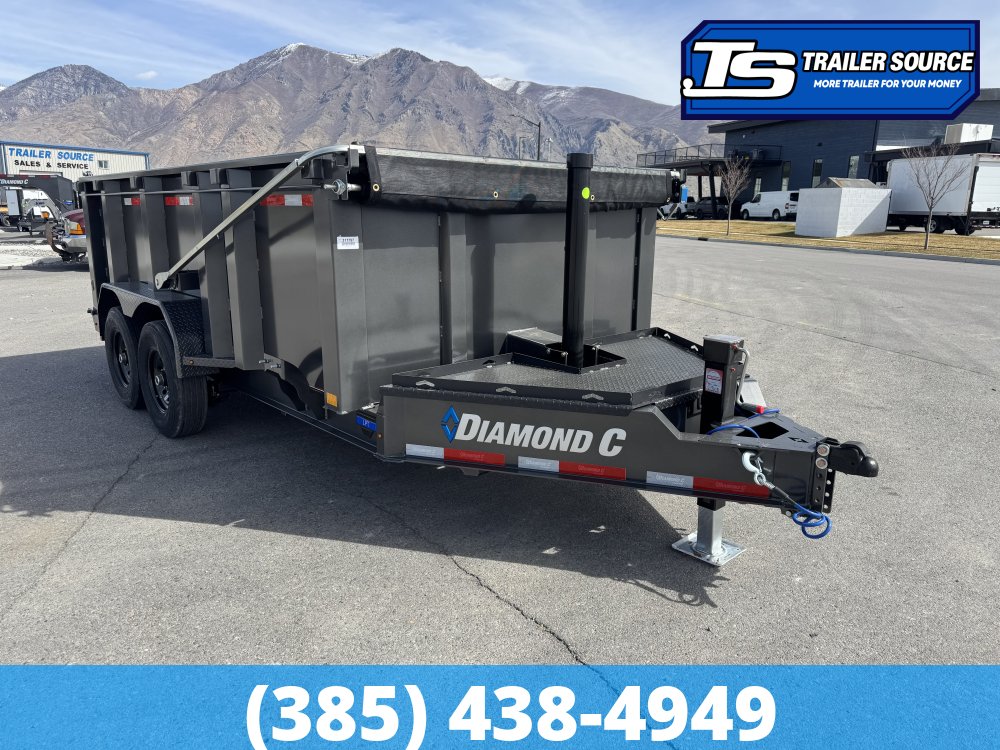 7x14 Diamond C LPT 207 Dump Trailer - 44" Sides - 15.5K GVWR - 14 Ply Tires, Long Arm Tarp