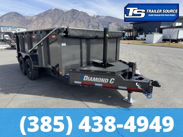 7x14 Diamond C LPT 207 Dump Trailer - 44" Sides - 15.5K GVWR - 14 Ply Tires, Long Arm Tarp