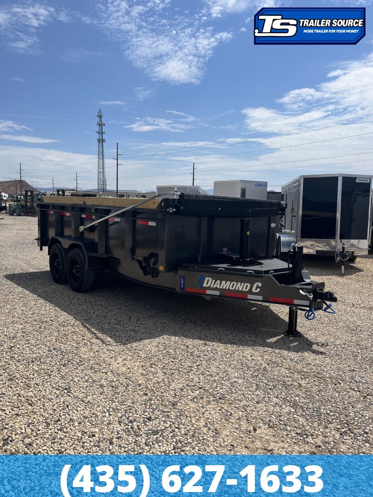 7x16 Diamond C LPT 210 Dump Trailer - 32" Sides - 23K GVWR - 7 Gauge Floor, ABS Brakes, Board Brackets, Hydraulic Jack(s)