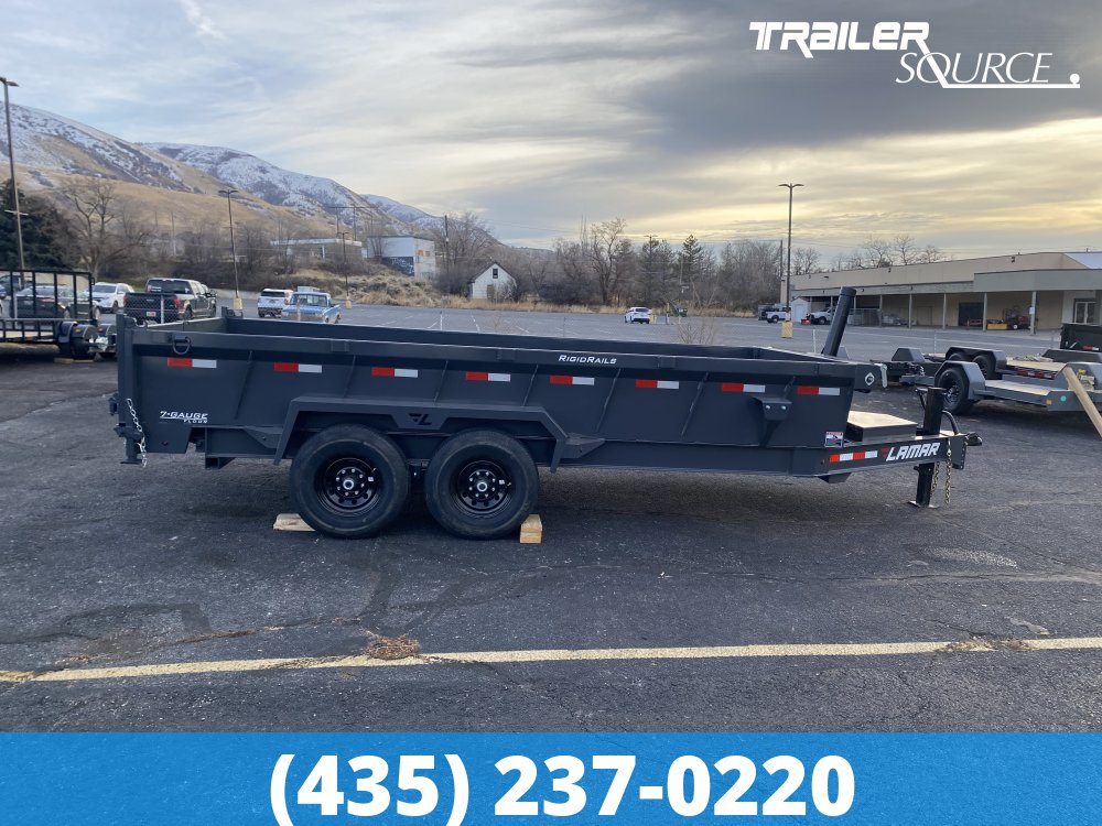 7x16 Lamar DT Telescopic 24" Sides 14K Dump Trailer