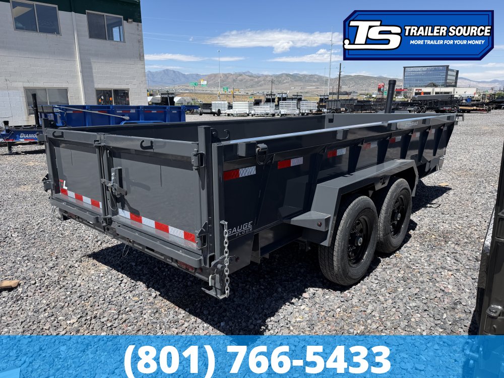 7x16 Lamar DT Dump Trailer - 24" Sides - 14K GVWR - Stabilizer Jacks, Telescopic