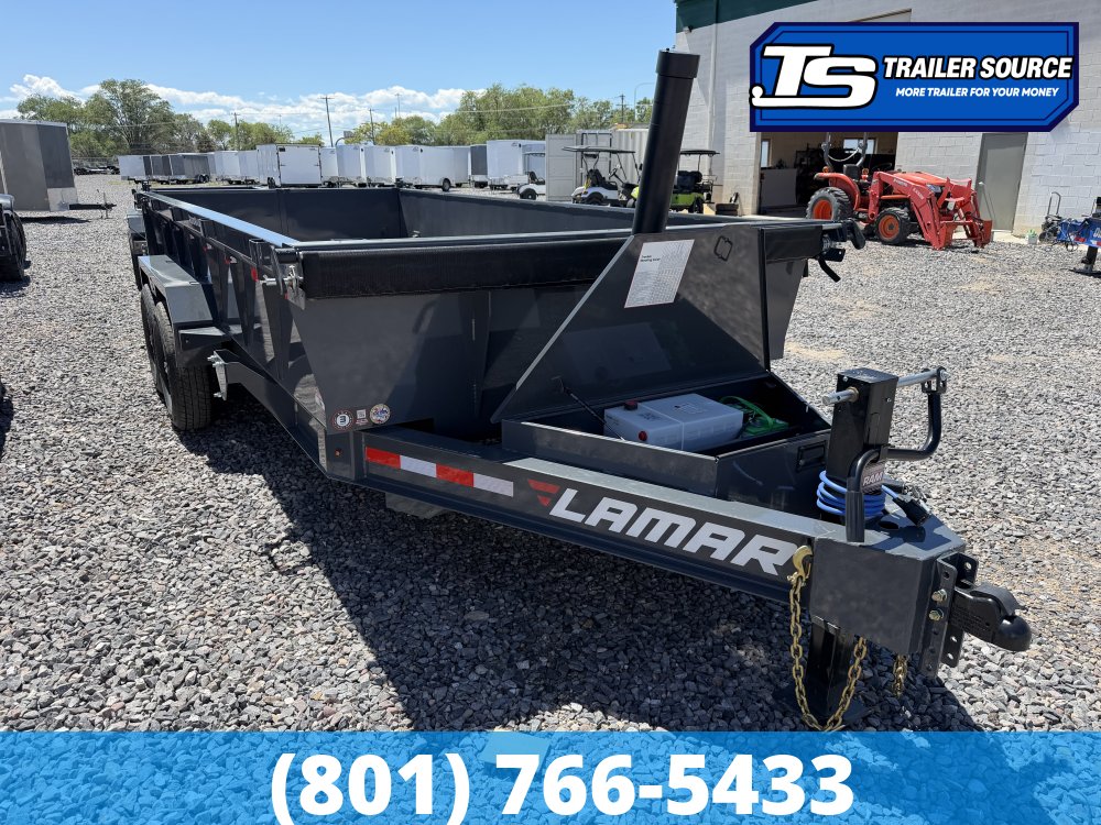 7x16 Lamar DT Dump Trailer - 24" Sides - 14K GVWR - Stabilizer Jacks, Telescopic