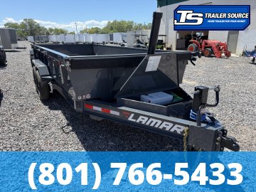 7x16 Lamar DT Dump Trailer - 24" Sides - 14K GVWR - Stabilizer Jacks, Telescopic