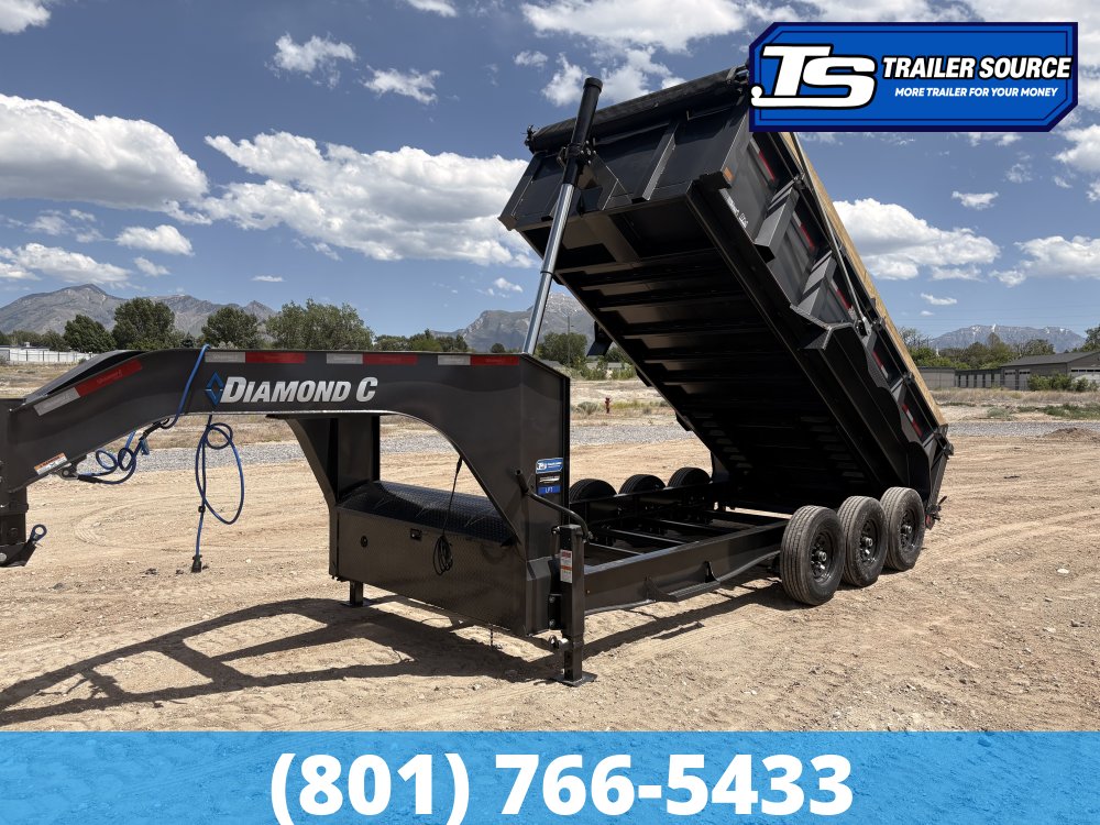 7x16 Diamond C LPT-GN 307 Gooseneck Dump Trailer - 32" Sides - 24K GVWR - 14 Ply Tires, Board Brackets