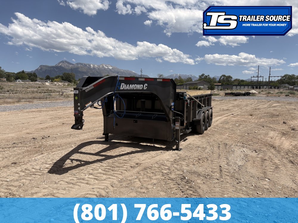7x16 Diamond C LPT-GN 307 Gooseneck Dump Trailer - 32" Sides - 24K GVWR - 14 Ply Tires, Board Brackets
