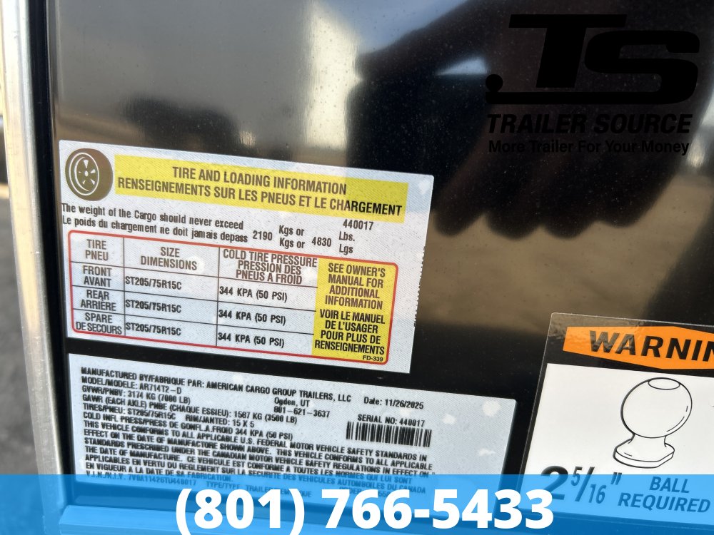 7x14 American Hauler Arrow Deluxe ATV Trailer - 7'0" Interior - 7K GVWR -