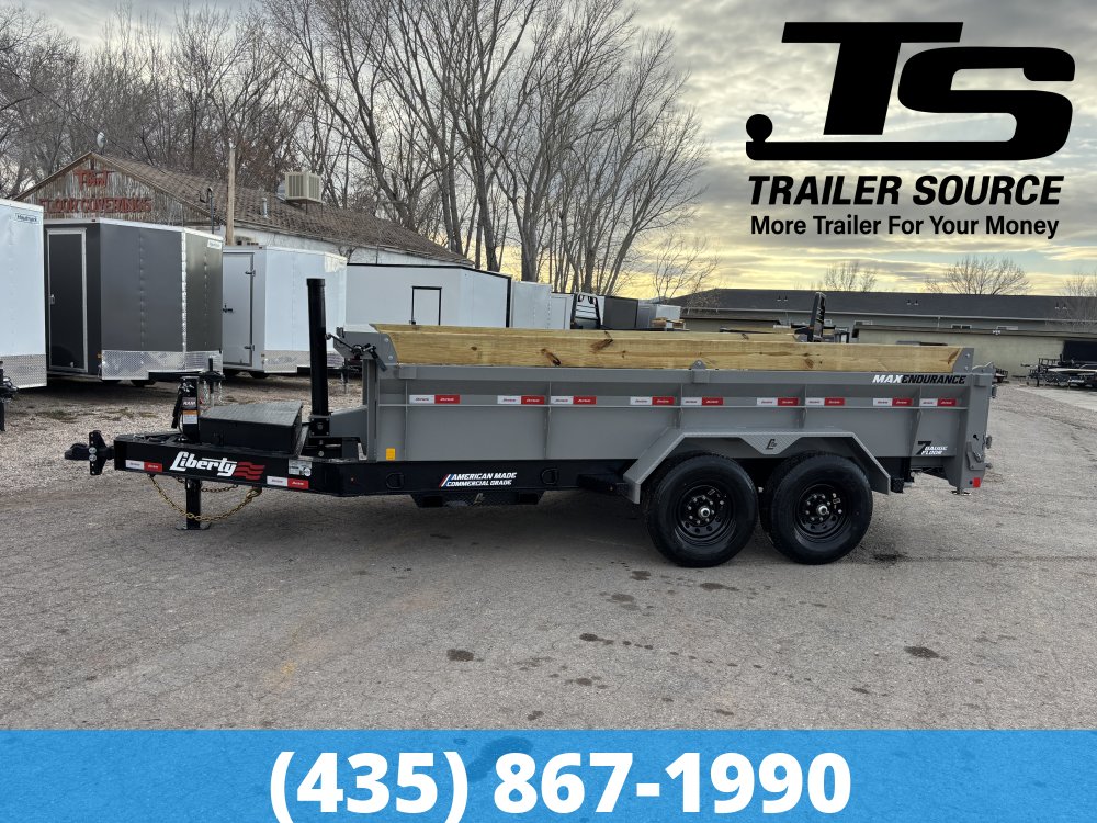 7x14 Liberty LD Dump Trailer - 24" Sides - 15.4K GVWR - 2 Tone Color, Detach and Defend Coupler