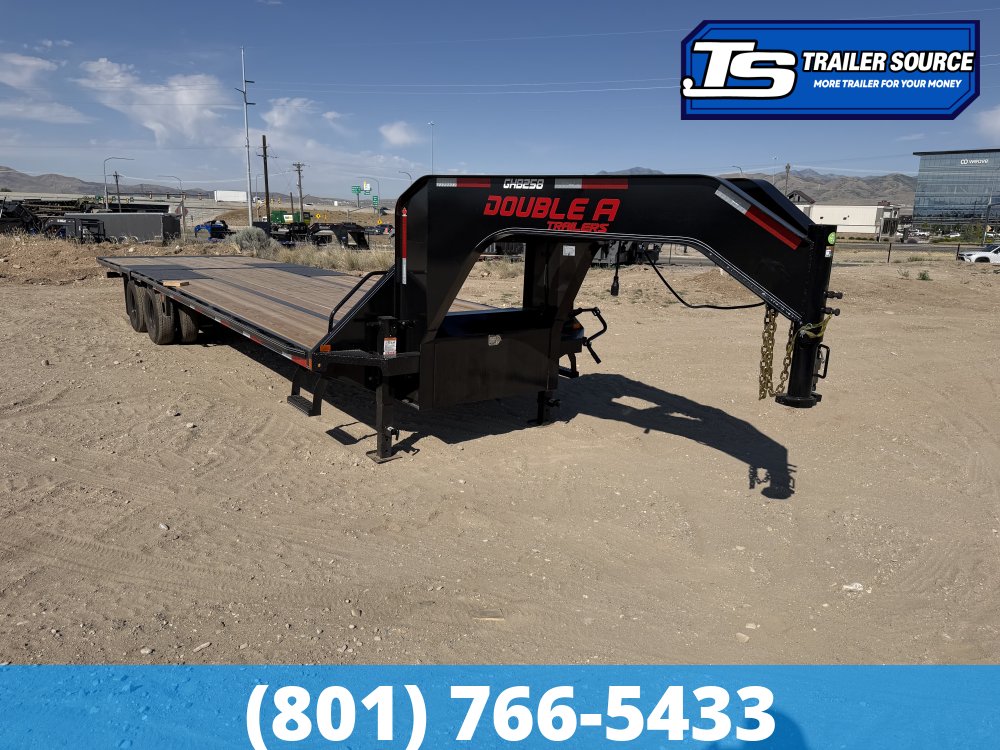 8.5x32 Double A Pro Series GHB Hydraulic Dovetail Gooseneck Equipment Trailer - 25.9K GVWR - Engineered Beam, Engineered Neck, Pierced Frame