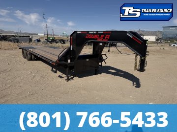8.5x32 Double A Pro Series GHB Hydraulic Dovetail Gooseneck Equipment Trailer - 25.9K GVWR - Engineered Beam, Engineered Neck, Pierced Frame
