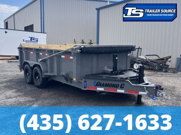 7x14 Diamond C LPT 207 Dump Trailer - 32" Sides - 15.5K GVWR - 14 Ply Tires, Board Brackets, Hydraulic Jack(s), Long Arm Tarp