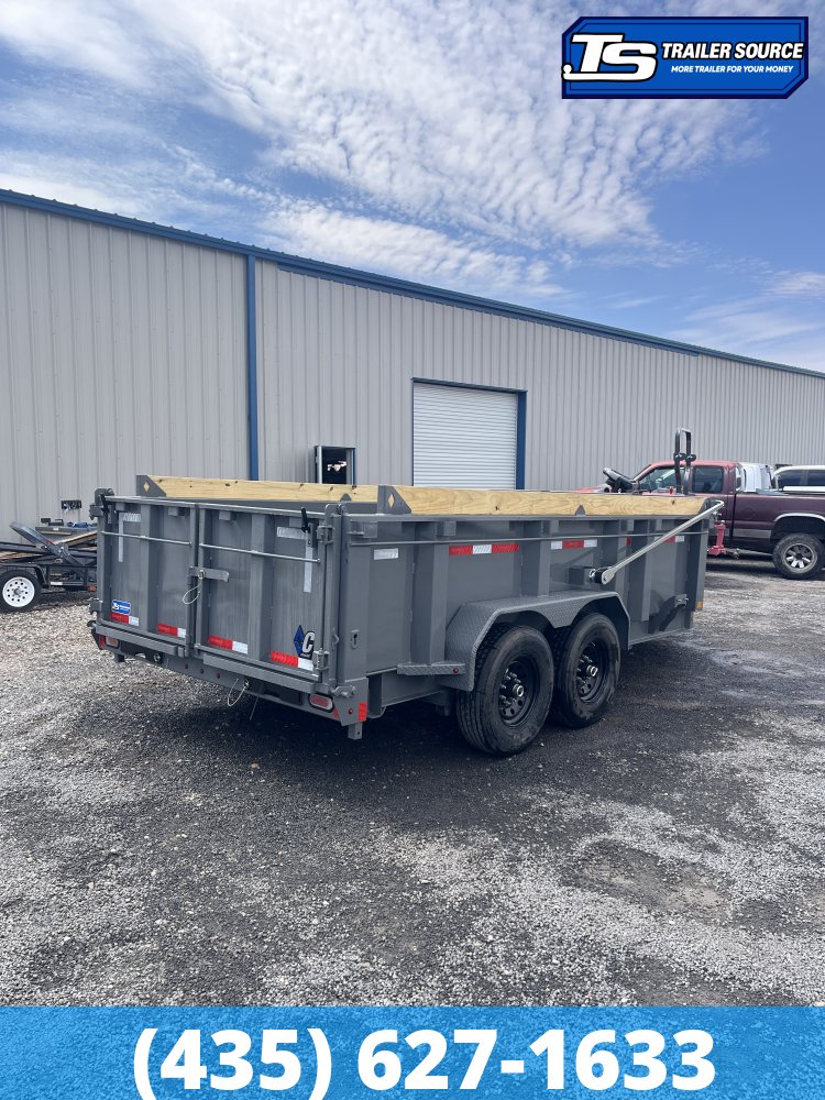7x14 Diamond C LPT 207 Dump Trailer - 32" Sides - 15.5K GVWR - 14 Ply Tires, Board Brackets, Hydraulic Jack(s), Long Arm Tarp