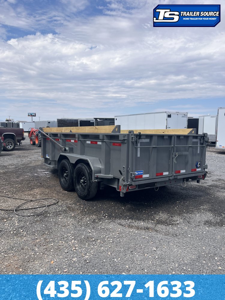 7x14 Diamond C LPT 207 Dump Trailer - 32" Sides - 15.5K GVWR - 14 Ply Tires, Board Brackets, Hydraulic Jack(s), Long Arm Tarp