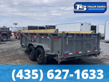 7x14 Diamond C LPT 207 Dump Trailer - 32" Sides - 15.5K GVWR - 14 Ply Tires, Board Brackets, Hydraulic Jack(s), Long Arm Tarp