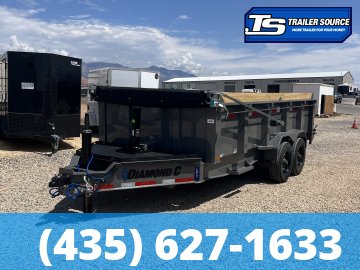 7x14 Diamond C LPT 207 Dump Trailer - 32" Sides - 15.5K GVWR - 14 Ply Tires, Board Brackets, Hydraulic Jack(s), Long Arm Tarp