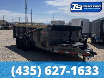 7x14 Diamond C LPT 207 Dump Trailer - 32" Sides - 15.5K GVWR - 14 Ply Tires, Board Brackets, Hydraulic Jack(s), Long Arm Tarp