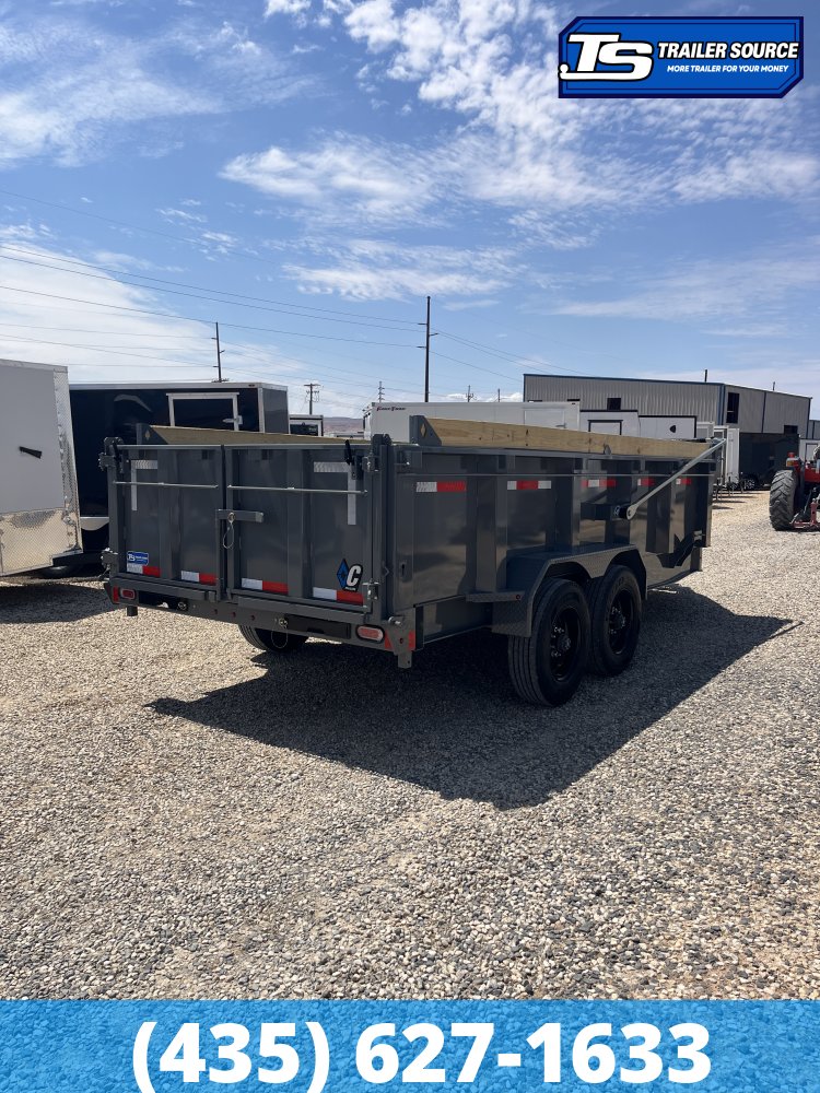 7x14 Diamond C LPT 207 Dump Trailer - 32" Sides - 15.5K GVWR - 14 Ply Tires, Board Brackets, Hydraulic Jack(s), Long Arm Tarp