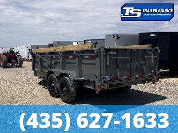 7x14 Diamond C LPT 207 Dump Trailer - 32" Sides - 15.5K GVWR - 14 Ply Tires, Board Brackets, Hydraulic Jack(s), Long Arm Tarp