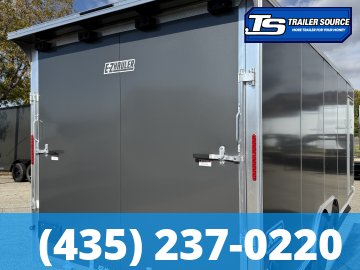 8.5x20 Alcom Aluminum EZ Hauler XLT Auto Trailer - 7'0" Interior - 10K GVWR - .080 PolyCor, Dovetail, Escape Door, Rear Spoiler, Translucent Roof