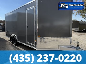 8.5x20 Alcom Aluminum EZ Hauler XLT Auto Trailer - 7'0" Interior - 10K GVWR - .080 PolyCor, Dovetail, Escape Door, Rear Spoiler, Translucent Roof