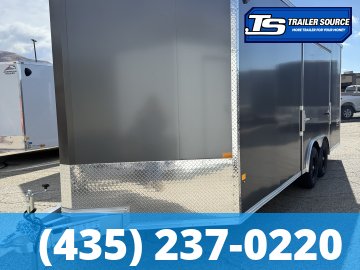 8.5x20 Alcom Aluminum EZ Hauler XLT Auto Trailer - 7'0" Interior - 10K GVWR - .080 PolyCor, Dovetail, Escape Door, Rear Spoiler, Translucent Roof