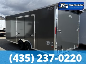 8.5x20 Alcom Aluminum EZ Hauler XLT Auto Trailer - 7'0" Interior - 10K GVWR - .080 PolyCor, Dovetail, Escape Door, Rear Spoiler, Translucent Roof