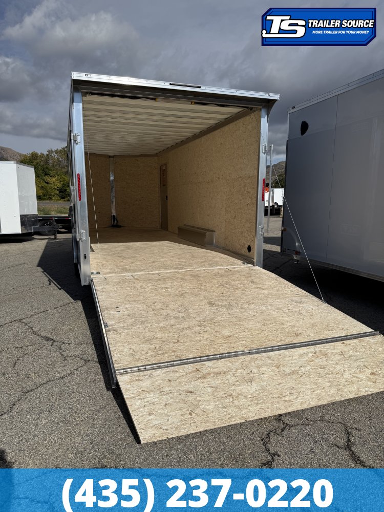 8.5x20 Alcom Aluminum EZ Hauler XLT Auto Trailer - 7'0" Interior - 10K GVWR - .080 PolyCor, Dovetail, Escape Door, Rear Spoiler, Translucent Roof