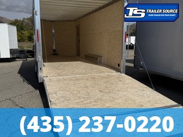 8.5x20 Alcom Aluminum EZ Hauler XLT Auto Trailer - 7'0" Interior - 10K GVWR - .080 PolyCor, Dovetail, Escape Door, Rear Spoiler, Translucent Roof