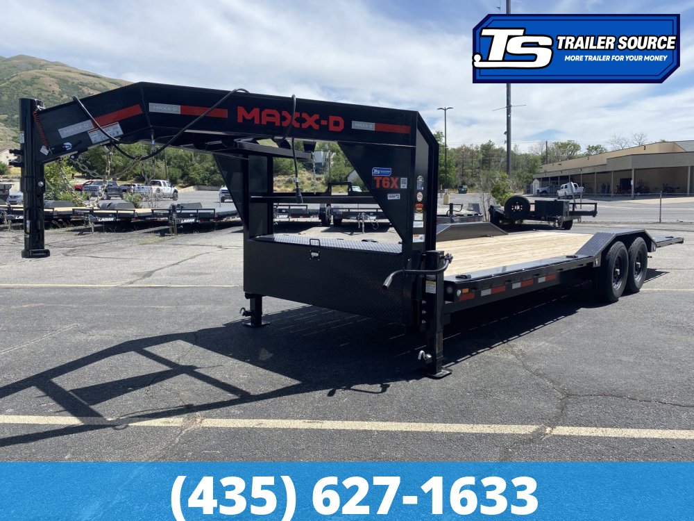 8.5x24 Maxx-D T6X Gooseneck Power Tilt Trailer -  14K GVWR - Wide Body w/ Drive Over Fenders, Winch Package