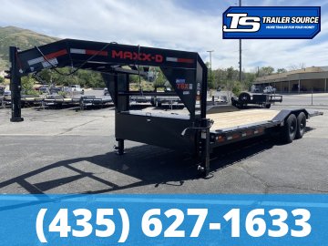 8.5x24 Maxx-D T6X Gooseneck Power Tilt Trailer -  14K GVWR - Wide Body w/ Drive Over Fenders, Winch Package