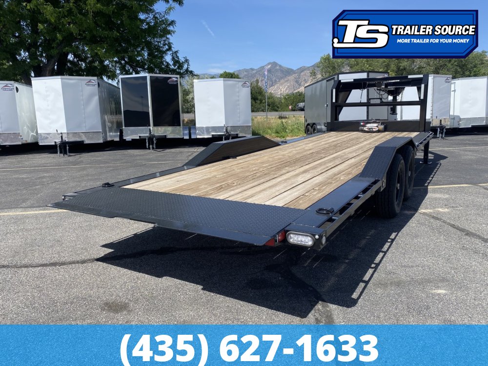 8.5x24 Maxx-D T6X Gooseneck Power Tilt Trailer -  14K GVWR - Wide Body w/ Drive Over Fenders, Winch Package