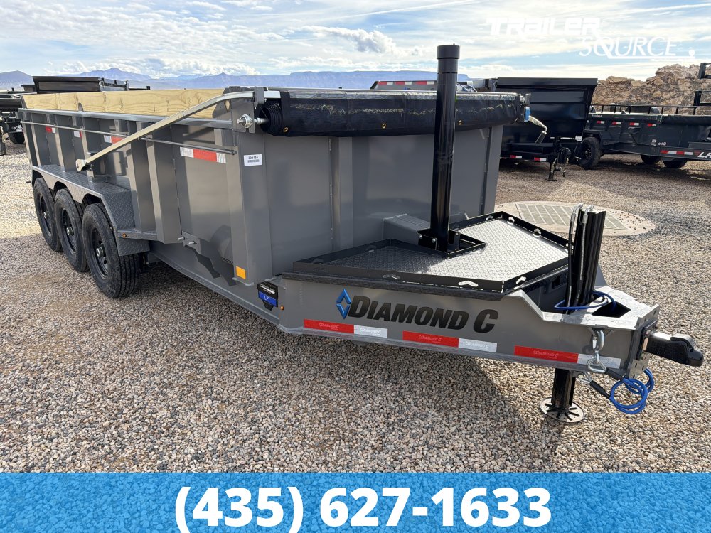 7x16 Diamond C LPT 307 Dump Trailer - 32" Sides - 24K GVWR 7G Floor and Walls, Board Brackets, Hydraulic Jack(s)