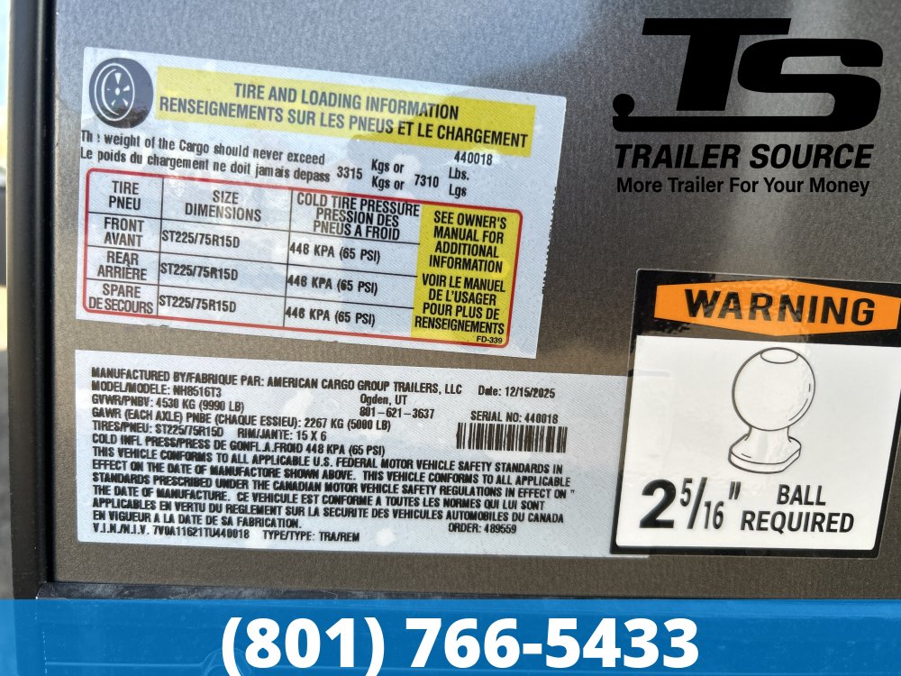 8.5x16 American Hauler Night Hawk Enclosed Cargo Trailer - 7'0" Interior - 10K GVWR - Black Out Package, Dovetail