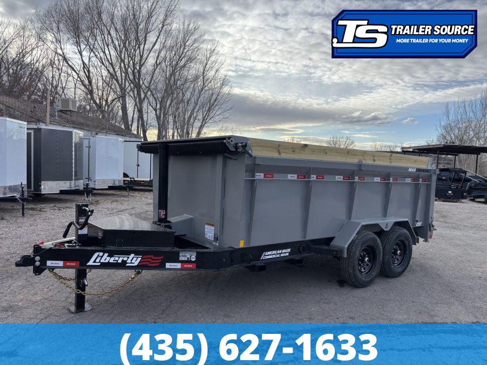 7x14 Liberty LD Dump Trailer - 44" Sides - 15.4K GVWR - 2 Tone Color, 7 Gauge Floor, Board Brackets, Fork Holders, Telescopic