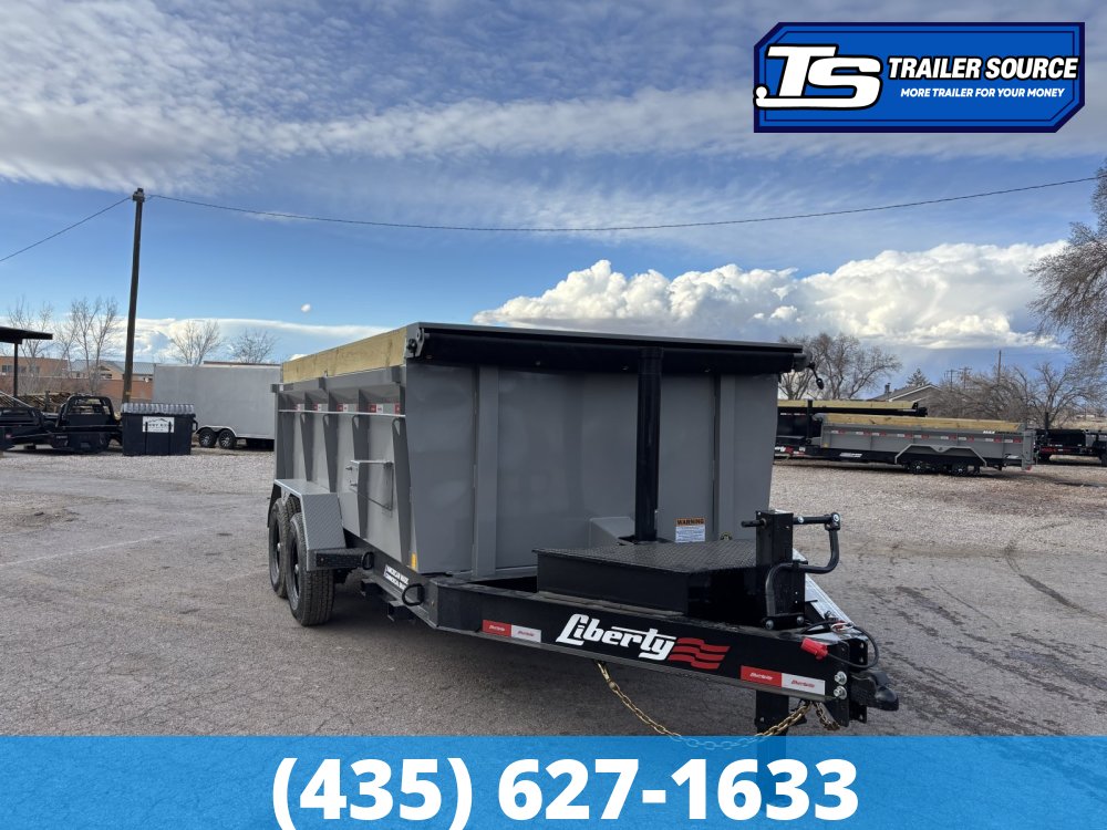 7x14 Liberty LD Dump Trailer - 44" Sides - 15.4K GVWR - 2 Tone Color, 7 Gauge Floor, Board Brackets, Fork Holders, Telescopic