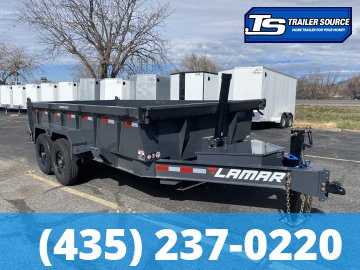 7x14 Lamar DT Dump Trailer - 24" Sides - 14K GVWR - Stabilizer Jacks, Telescopic