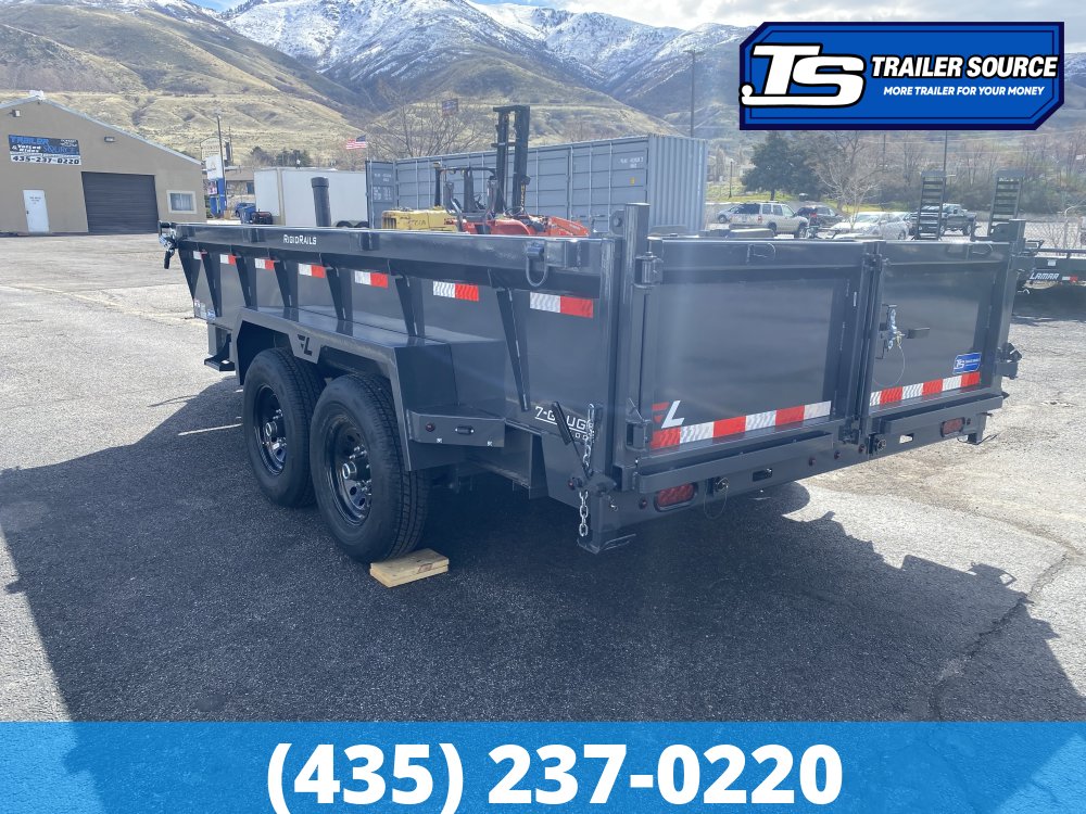 7x14 Lamar DT Dump Trailer - 24" Sides - 14K GVWR - Stabilizer Jacks, Telescopic