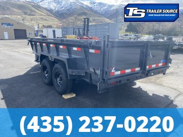 7x14 Lamar DT Dump Trailer - 24" Sides - 14K GVWR - Stabilizer Jacks, Telescopic