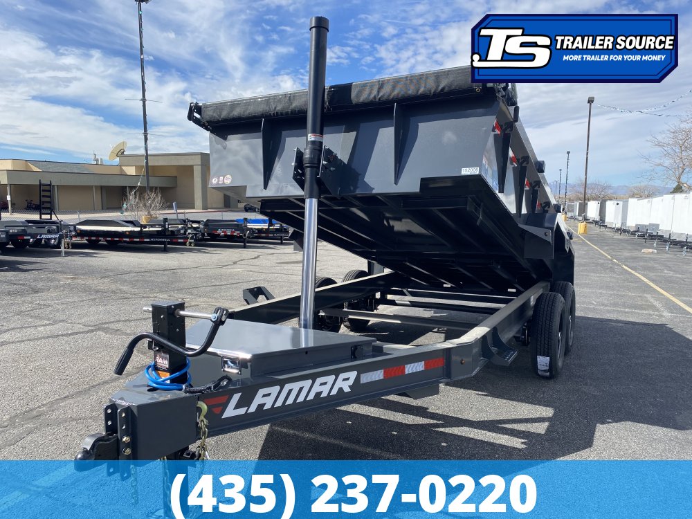 7x14 Lamar DT Dump Trailer - 24" Sides - 14K GVWR - Stabilizer Jacks, Telescopic