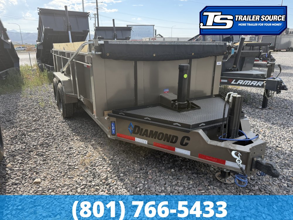 7x14 Diamond C LPT 208 Dump Trailer - 32" Sides - 18K GVWR - 18 Ply Tires, ABS Brakes, Board Brackets, Hydraulic Jack(s)