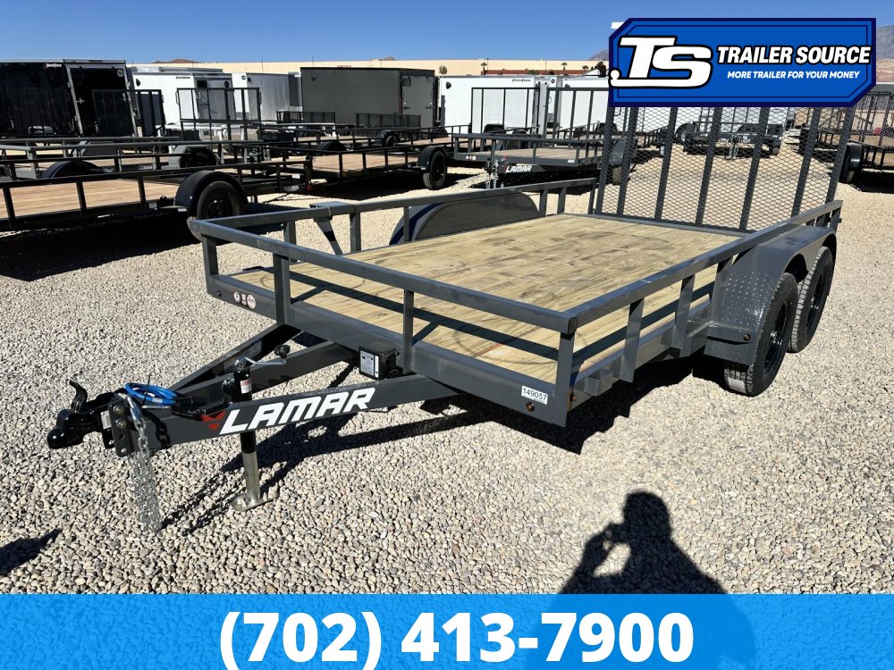 7'x14' Lamar UC Tandem Axle Utility Trailer - 7K GVWR - Dovetail, Ramp Gate, Tube Top Rail