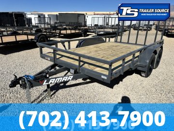 7'x14' Lamar UC Tandem Axle Utility Trailer - 7K GVWR - Dovetail, Ramp Gate, Tube Top Rail