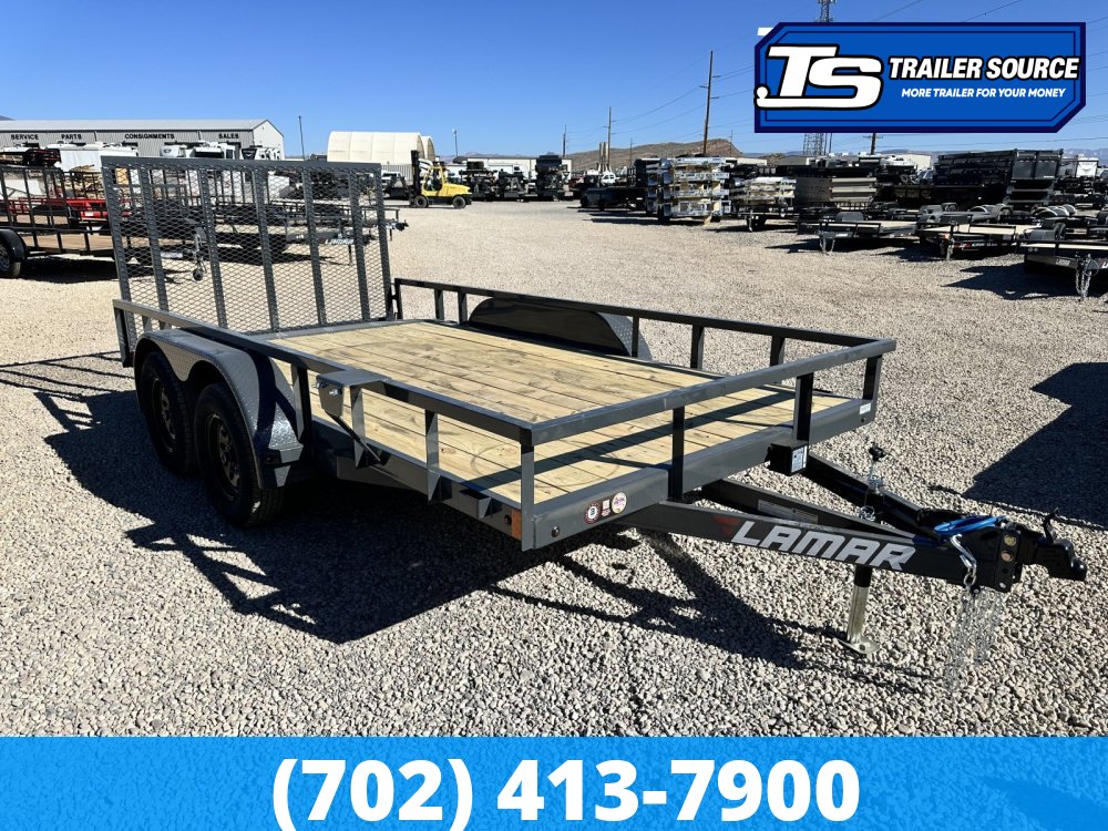 7'x14' Lamar UC Tandem Axle Utility Trailer - 7K GVWR - Dovetail, Ramp Gate, Tube Top Rail