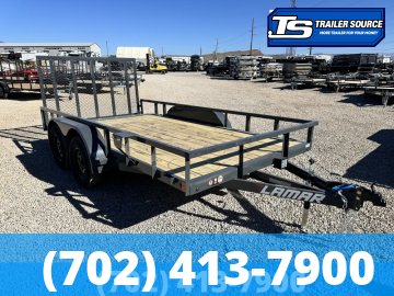 7'x14' Lamar UC Tandem Axle Utility Trailer - 7K GVWR - Dovetail, Ramp Gate, Tube Top Rail