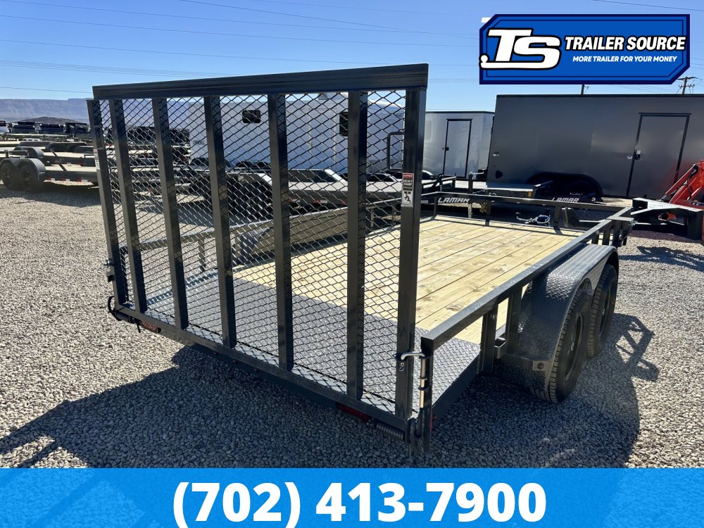 7'x14' Lamar UC Tandem Axle Utility Trailer - 7K GVWR - Dovetail, Ramp Gate, Tube Top Rail