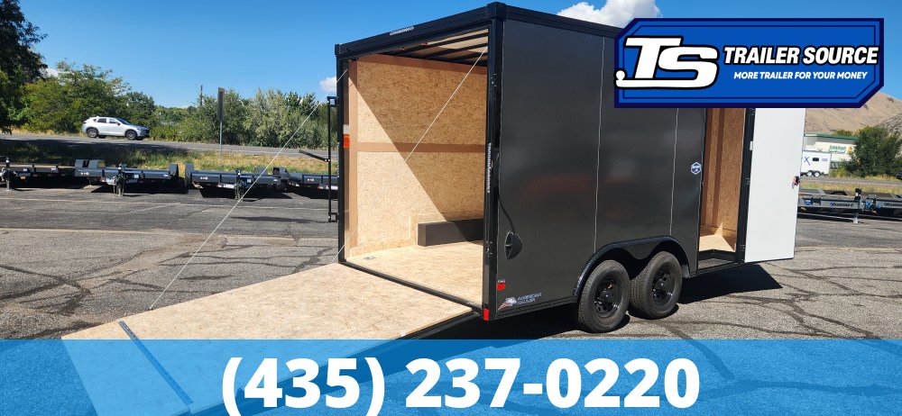 8.5x16 American Hauler Night Hawk Enclosed Cargo Trailer - 7'6" Interior - 10K GVWR - .080 PolyCor, Black Out Package, Dovetail