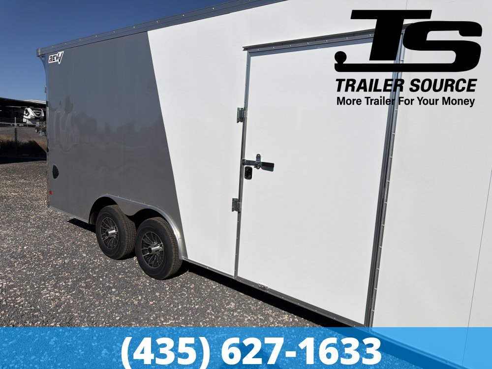 8.5x20 Wells Cargo Rev Enclosed Car Hauler Trailer - 7'6" Interior - 10K GVWR 2 Tone Color, Rear Spoiler w/ Load Lights